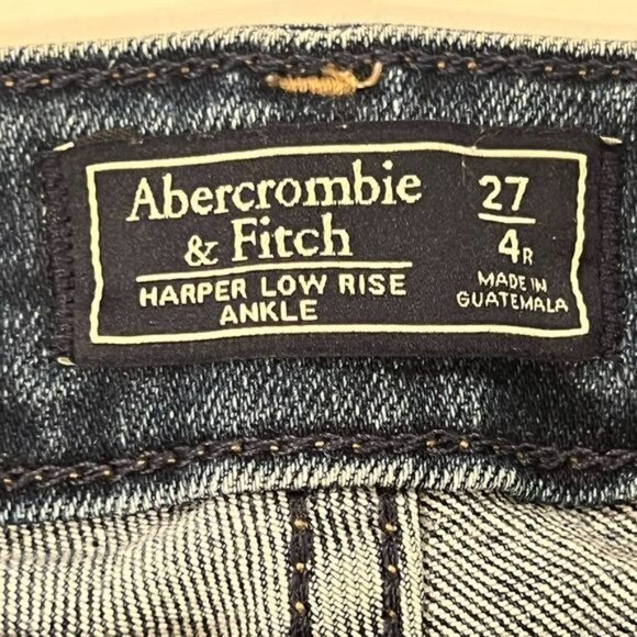 Abercrombie & Fitch Harper Low Rise Ankle Medium Wash Side Ribbon Size 4 - Picture 12 of 13